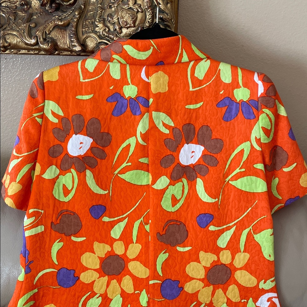 NWT.$3200 Oscar De La Renta Saks Fifth Avenue Orange Purple Floral Jacket Sz.8 - Picture 9 of 11